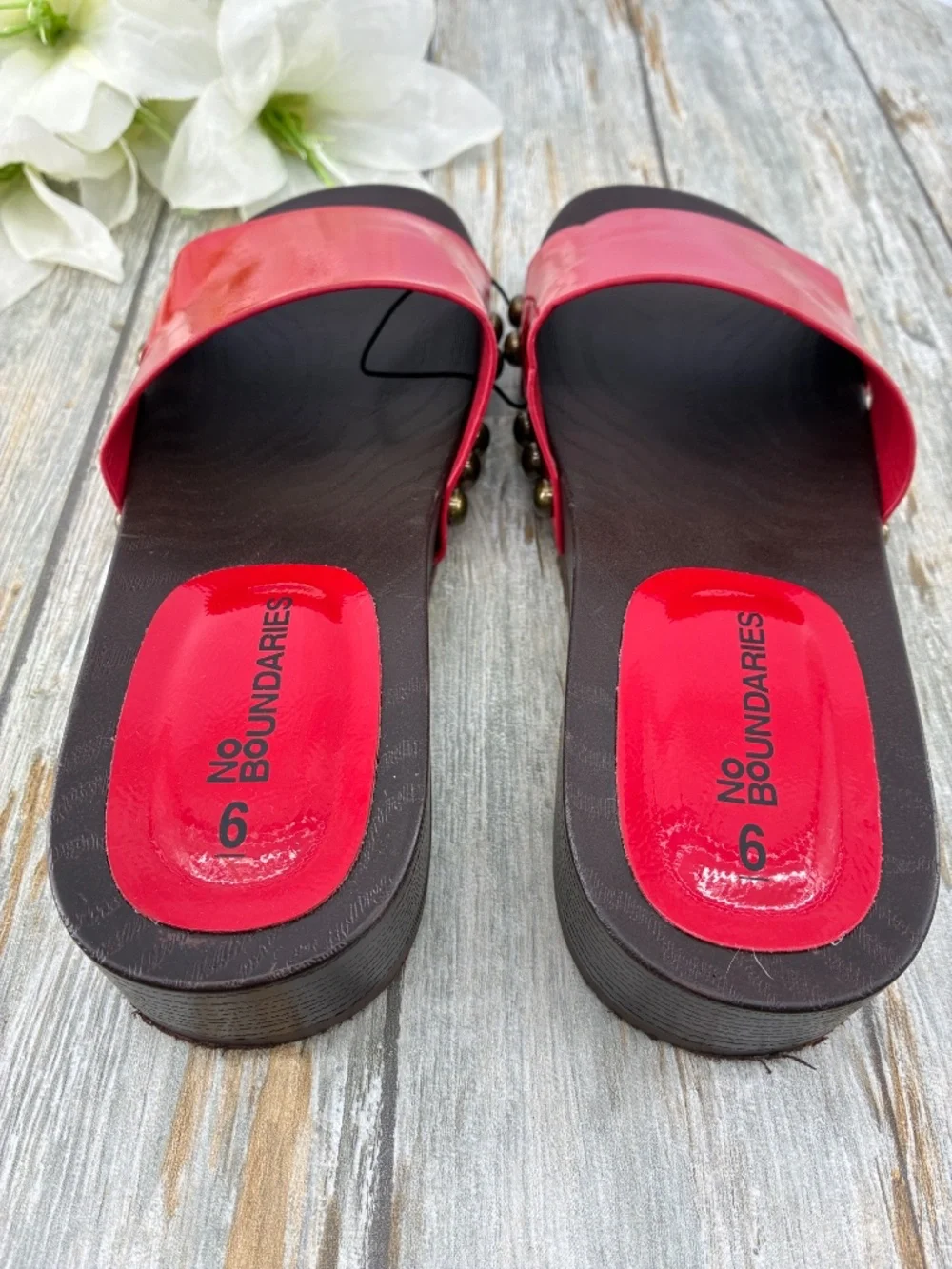 Women’s Sides Wooden Clog Slide Sandals Shoes Size 6